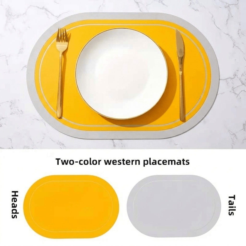 Nordic Table Placemats  Double-Sided Faux Leather Desk Pad Heat Resistant & Wipeable Coffee Mat, Modern Kitchen & Dining Decoration