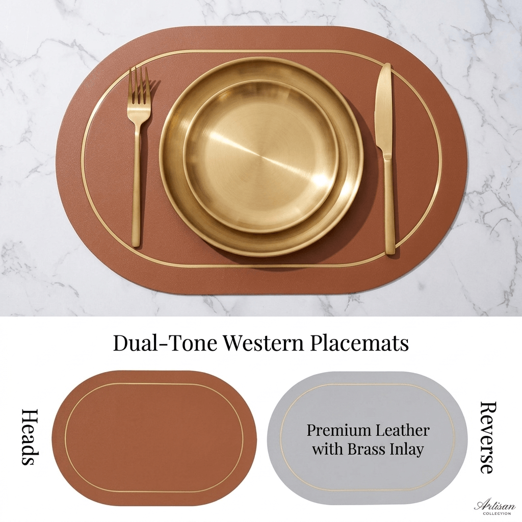 Nordic Table Placemats  Double-Sided Faux Leather Desk Pad Heat Resistant & Wipeable Coffee Mat, Modern Kitchen & Dining Decoration