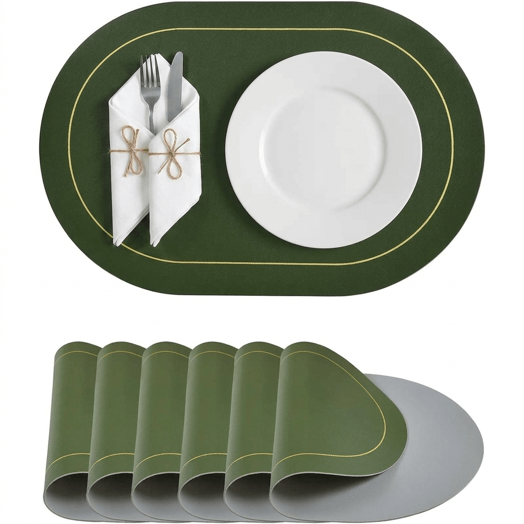 Nordic Table Placemats  Double-Sided Faux Leather Desk Pad Heat Resistant & Wipeable Coffee Mat, Modern Kitchen & Dining Decoration