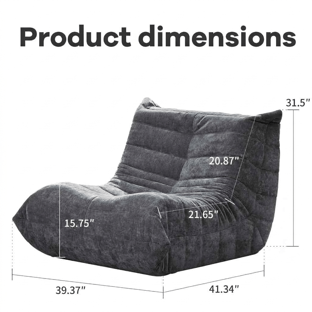 Cloud-Soft Memory Foam Bean Bag Chair - Extra Large Adult Lounger in Faux Fur, Ergonomic Floor Sofa for Living Room & Bedroom