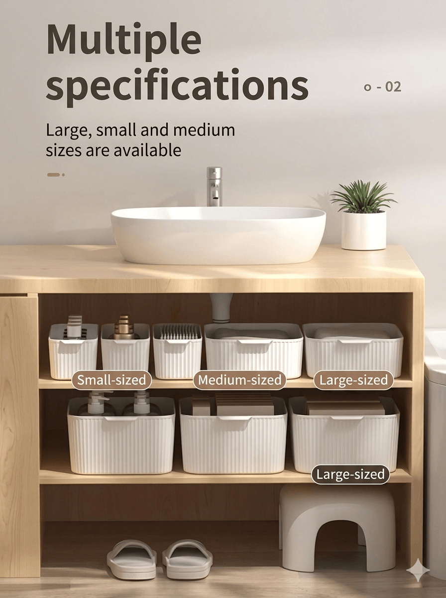Multifunctional Clear Storage Bin with Built-in Handles - Stackable Organizer for Kitchen Cabinet, Pantry, & Bathroom Vanity