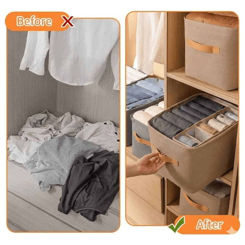 Thickened Wardrobe Clothes Organizer for Jeans & Sweaters | Sturdy Storage Boxes for Closets, Drawers & Cabinets | Foldable Pants Separator & Clothing Containers