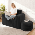 Giant Bean Bag Chair for Adults with Ottoman Set, Non-Slip Lazy Sofa with High Back Support & Wider Armrests, Premium Floor Chair for Living Room