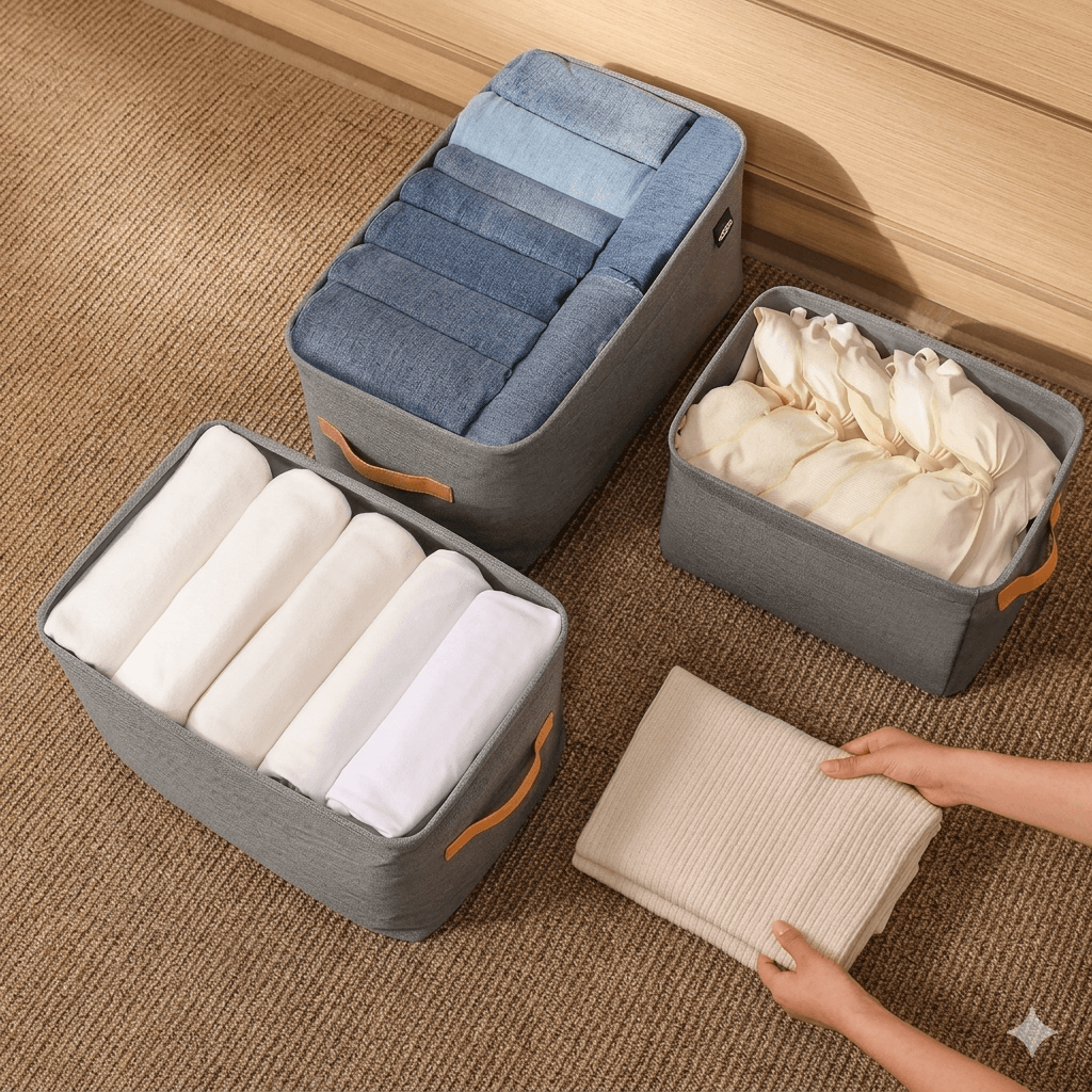 Thickened Wardrobe Clothes Organizer for Jeans & Sweaters | Sturdy Storage Boxes for Closets, Drawers & Cabinets | Foldable Pants Separator & Clothing Containers