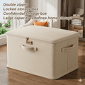 Lockable Clothes Organizer with Lid | Secure Storage Box for Jeans & Sweaters | Washable Fabric Drawer Dividers | Large Wardrobe Shelf Bins for Blankets & Linens