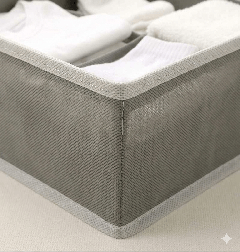 Foldable Drawer Organizers for Underwear & Socks | Bra Storage Box with Compartments | Necktie & Scarf Divider Case for Closet | Washable Fabric Storage Bin