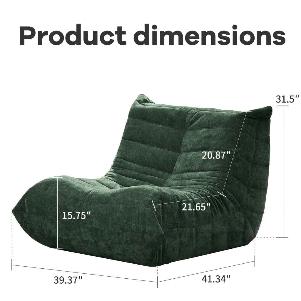 Cloud-Soft Memory Foam Bean Bag Chair - Extra Large Adult Lounger in Faux Fur, Ergonomic Floor Sofa for Living Room & Bedroom