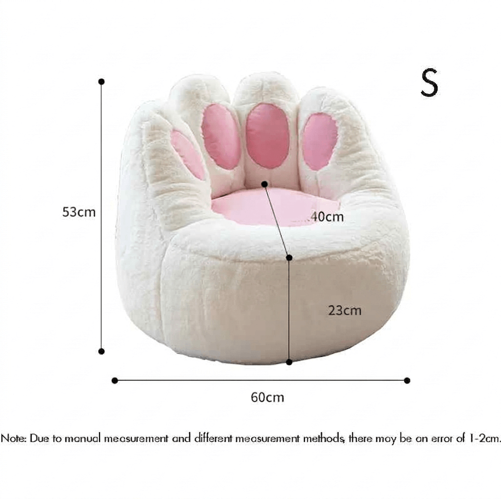 Plush Cat Paw Bean Bag Chair Cover - Giant Animal Shaped Floor Sofa Case, Soft Tatami Lounger for Living Room, Balcony & Small Spaces