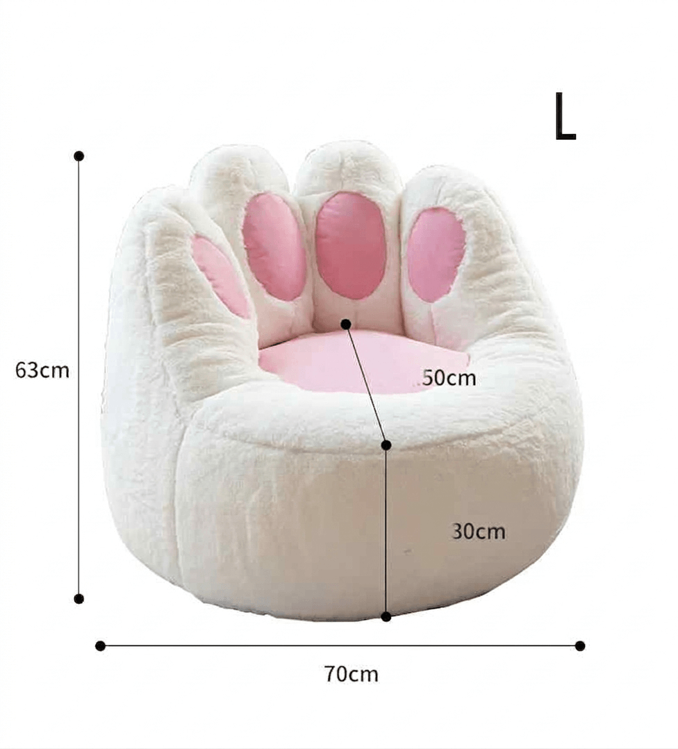 Plush Cat Paw Bean Bag Chair Cover - Giant Animal Shaped Floor Sofa Case, Soft Tatami Lounger for Living Room, Balcony & Small Spaces