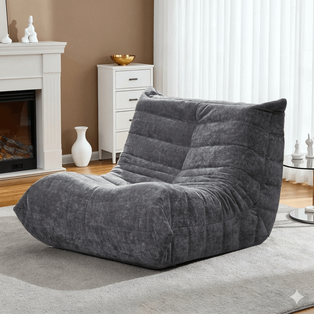 Cloud-Soft Memory Foam Bean Bag Chair - Extra Large Adult Lounger in Faux Fur, Ergonomic Floor Sofa for Living Room & Bedroom