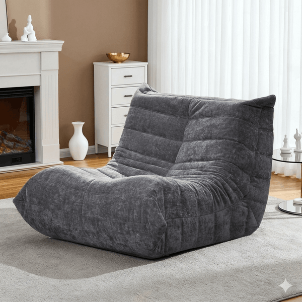 Cloud-Soft Memory Foam Bean Bag Chair - Extra Large Adult Lounger in Faux Fur, Ergonomic Floor Sofa for Living Room & Bedroom
