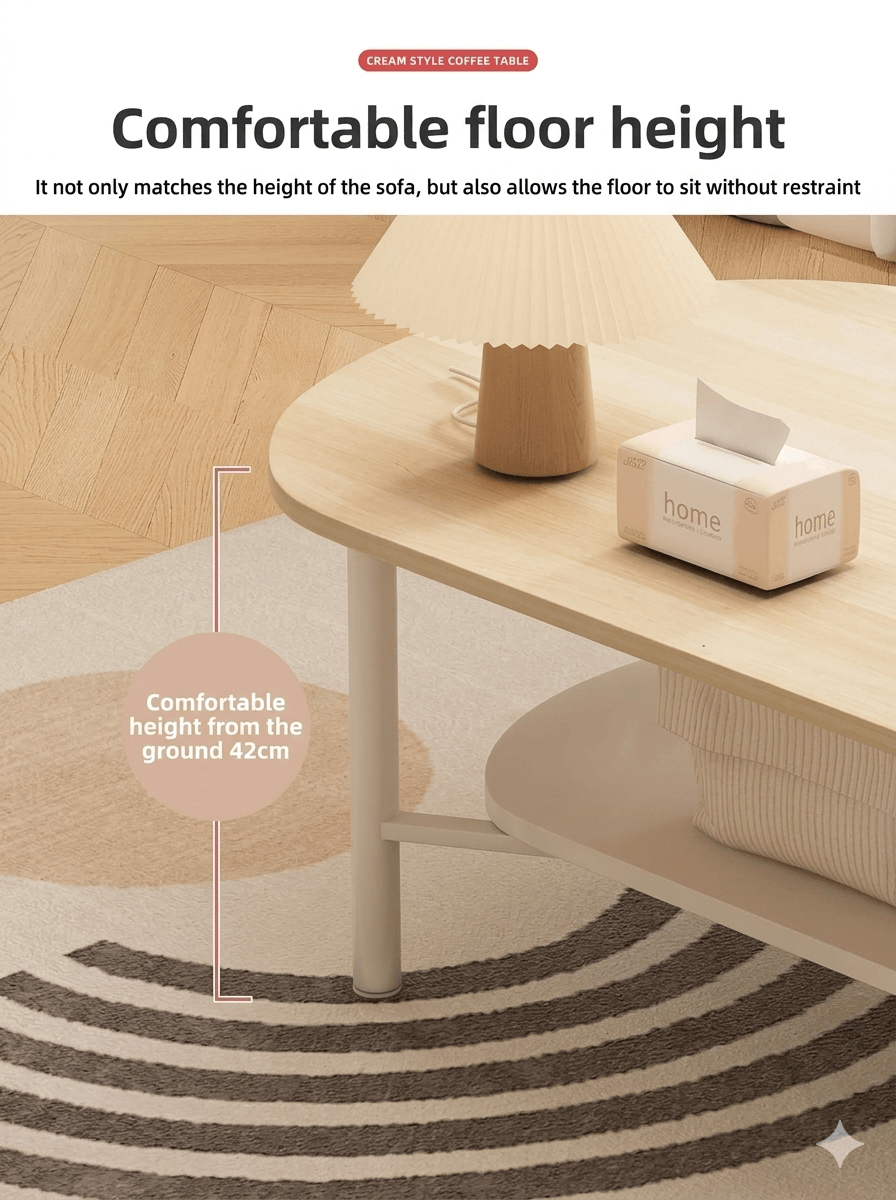 Minimalist Double-Layer Oval Table: Small Footprint, Max Storage. Say Goodbye to Living Room Clutter