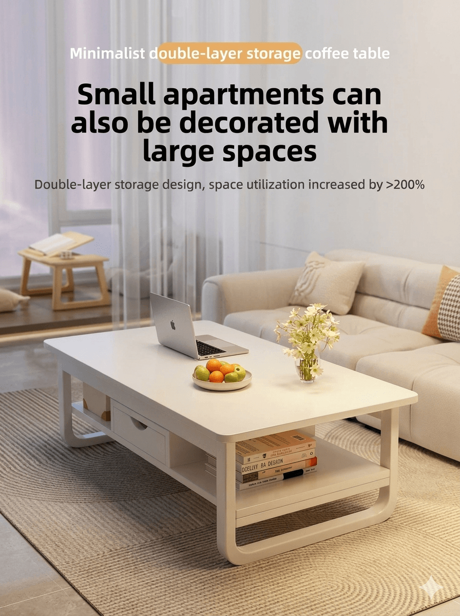 Small Square Coffee Table, Simple Sofa Side End Table, Minimalist Tea Table for Small Apartment