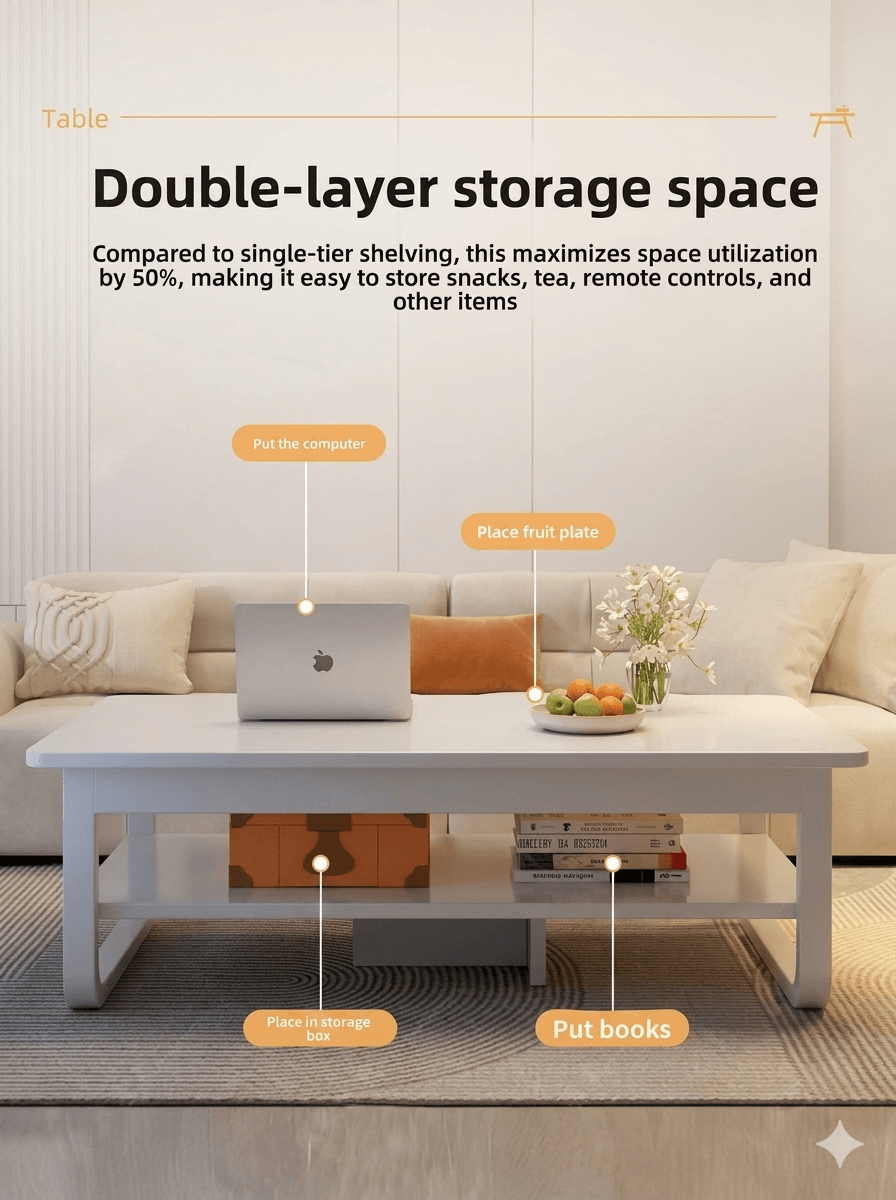 Small Square Coffee Table, Simple Sofa Side End Table, Minimalist Tea Table for Small Apartment